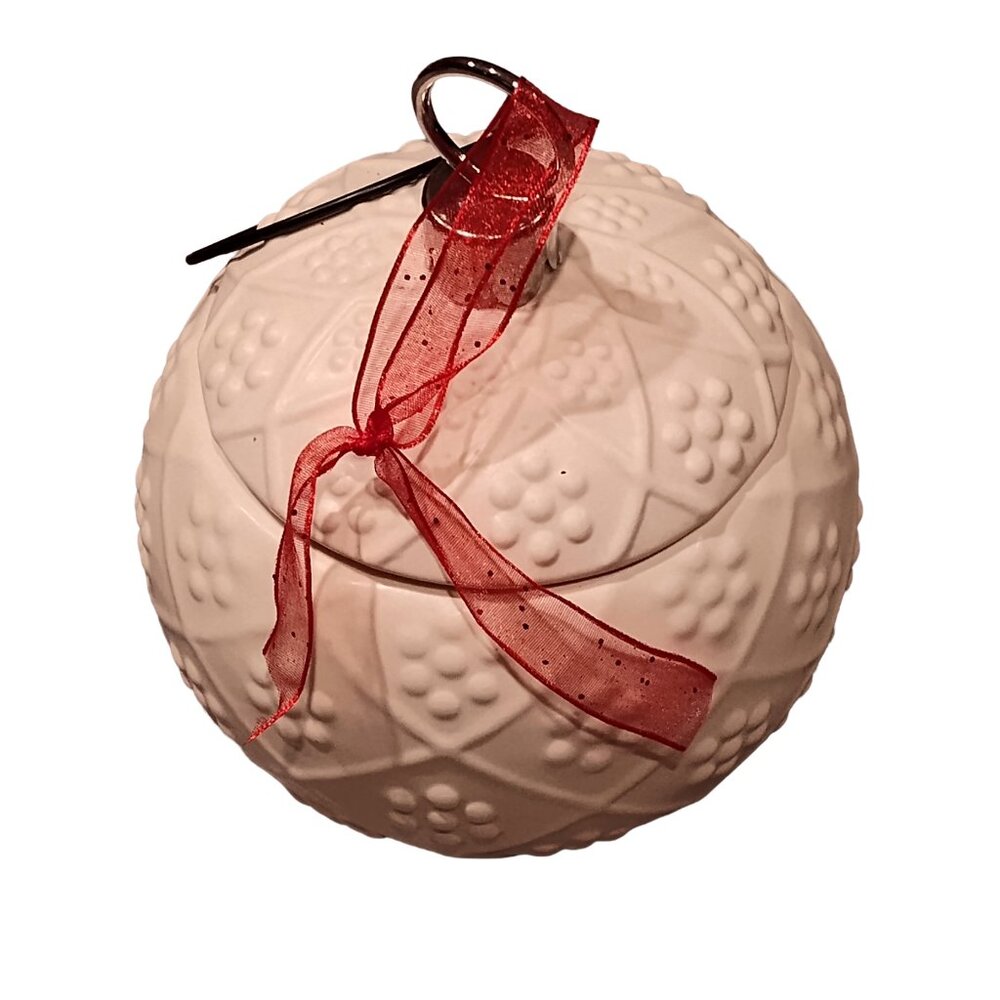 Ceramic Round Textured  Ornament Vase White 5.5” Height